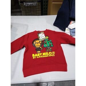 A Bathing Ape Kids Baby Milo Christmas Tree Crewneck Red 100